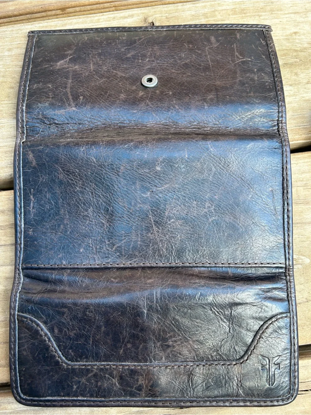 FRYE Melissa Leather Trifold Wallet - Dark Brown